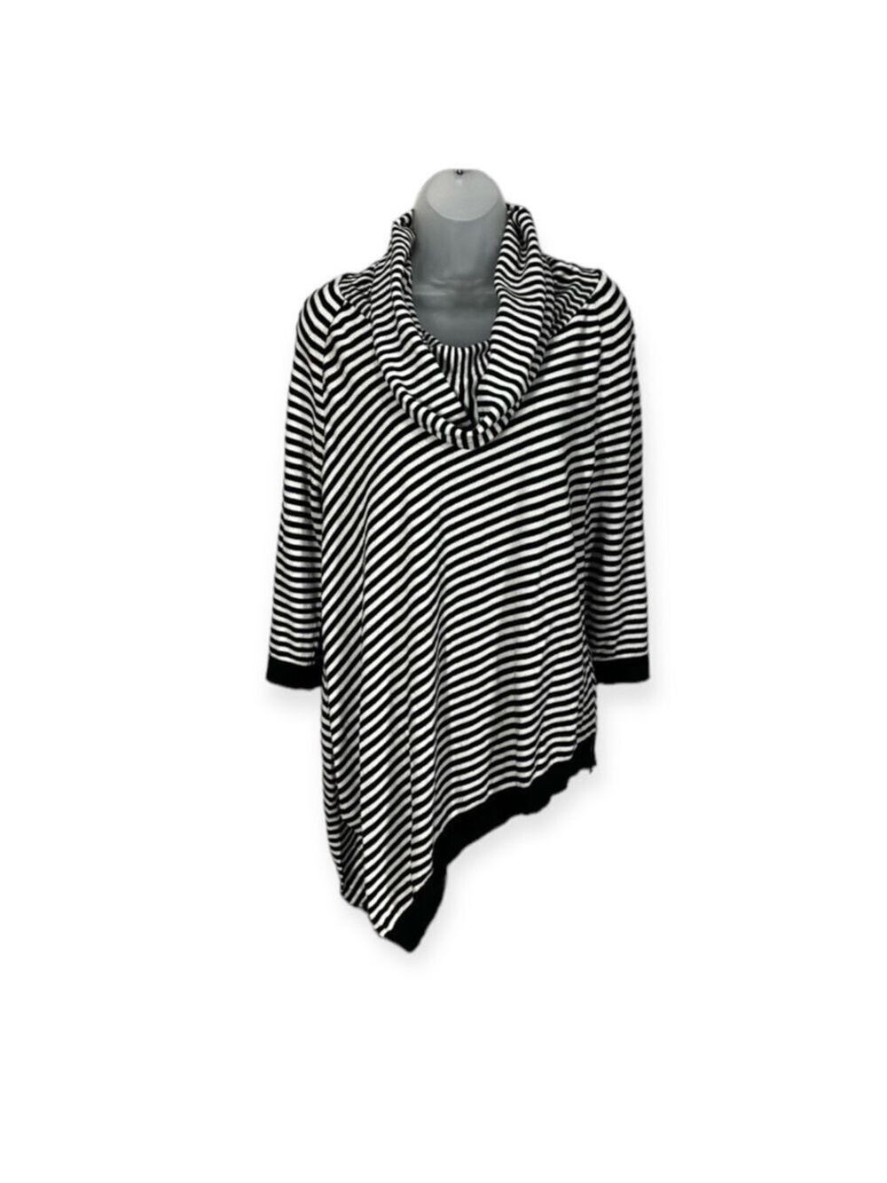Kenneth Cole Cotton Cowl Neck Women Stripes Sweater Size XL